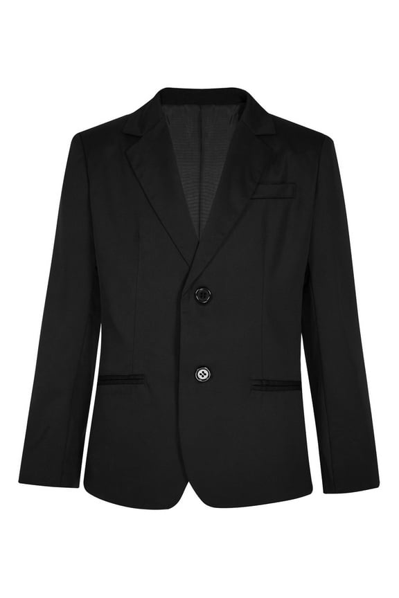 Kids Boys Formal Wedding Blazer Jacket 2-Button Tuxedo Suit Outerwear Black 12