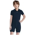 thumbnail image 1 of Doomiva Kids Boys Girls Special Needs Adaptive Clothing Turn-Down Collar Short Sleeve Jumpsuit Bodysuit Romper Navy Blue 16, 1 of 7