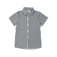 thumbnail image 1 of Doomiva Kids Boys Lapel Collar Dress Shirt Tops Short Sleeve Oxford Button Down School Uniform Shirt Black 11-12, 1 of 7