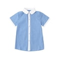 thumbnail image 1 of Doomiva Kids Boys Lapel Collar Dress Shirt Tops Short Sleeve Oxford Button Down School Uniform Shirt Blue 11-12, 1 of 6