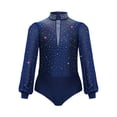 thumbnail image 1 of Doomiva Kids Boys Shiny Latin Tango Ballroom Dance Leotard Top Long Sleeve Bodysuit Gymnastics Modern Dancewear Navy Blue 8, 1 of 7