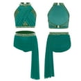thumbnail image 1 of Doomiva Kids Girls 2-Piece Lyrical Dance Dress Strappy Crisscross Crop Tops with Mesh Briefs Set Ballet Dance Outfits Green 10, 1 of 7