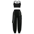 thumbnail image 1 of Doomiva Kids Girls 2 Pieces Dance Camisole Crop Tank Top and Pants Set Modern Jazz Street Dance Black 12, 1 of 7