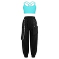 thumbnail image 1 of Doomiva Kids Girls 2 Pieces Dance Camisole Crop Tank Top and Pants Set Modern Jazz Street Dance Lake Blue 6, 1 of 7
