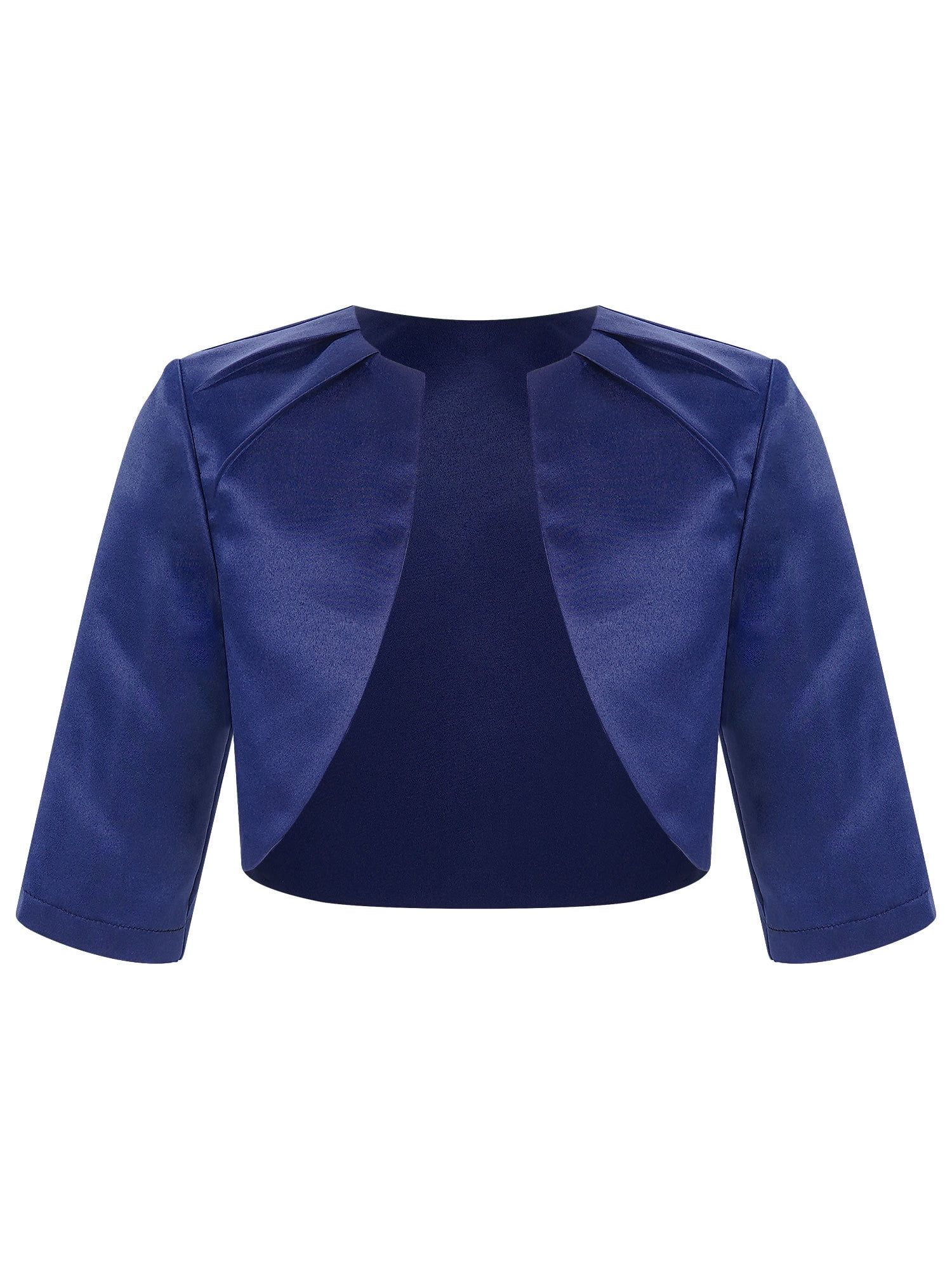 Doomiva Kids Girls 3 4 Sleeve Satin Bolero Shrug Cardigan Sweaters Bridesmaids Party Navy Blue 6 Walmart
