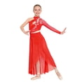 thumbnail image 1 of Doomiva Kids Girls Applique Lyrical Dance Dress Ballet Gymnastics Leotard High Low Skirt Contemporary Dancewear Red 14, 1 of 7
