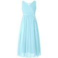 thumbnail image 1 of Doomiva Kids Girls Beaded Flower Girl Dress For Wedding Girls Pageant Dress Long Maxi Party Gown Light Blue 12, 1 of 5