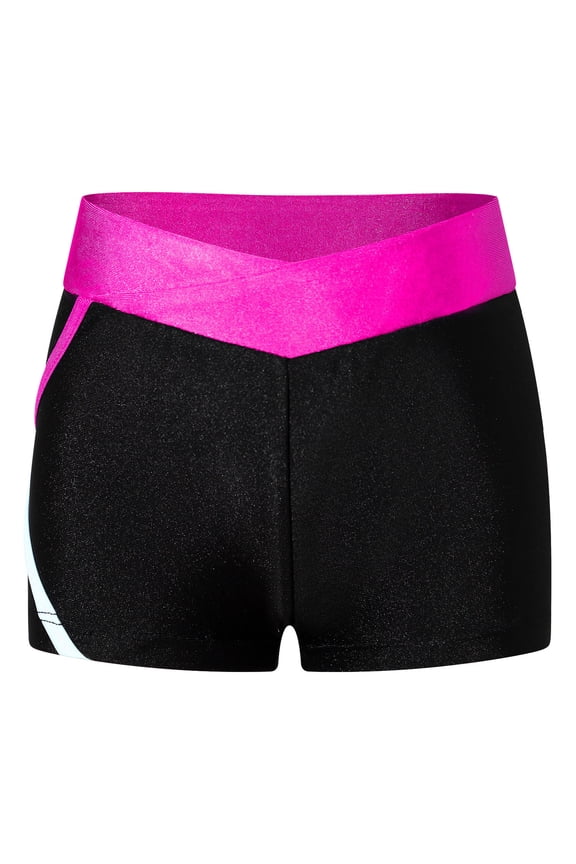 Kids Girls Boys Gymnastic Workout Shorts Ballet Dance Bottom Swim Trunks Underwear Hot Pink 14