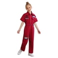 thumbnail image 1 of Doomiva Kids Girls Boys Hallo ween Mechanic Jumpsuit Zip-Front Short Sleeve Coveralls Overalls Hip Hop Street Dance Outfit Red 160, 1 of 6