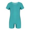 thumbnail image 1 of Doomiva Kids Girls Basic Short Sleeve Gymnastic Ballet Dance Leotard Athletic Unitard Swimsuit Green 8, 1 of 7
