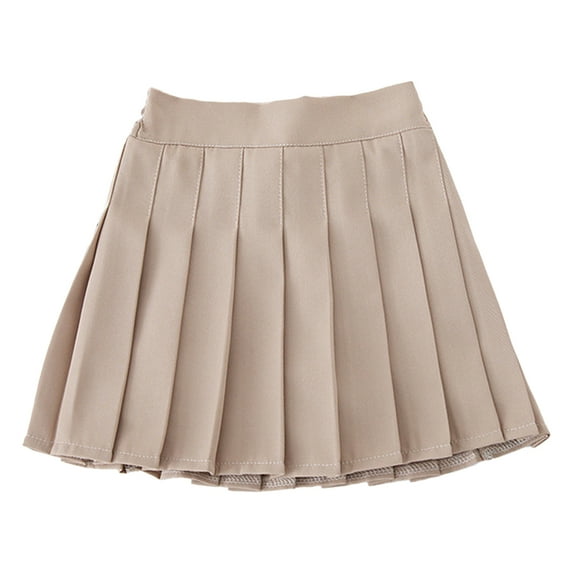 Doomiva Kids Girls Casual School Uniform Skirts High Waist A-Line Skater Tennis Scooters Pleated Skorts Mini Skirts Khaki 150/XXL