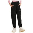 thumbnail image 1 of Doomiva Kids Girls Cotton Jogger Cargo Pants Street Hip Hop Dance Dungarees Trousers Sweatpants A Black 8, 1 of 7