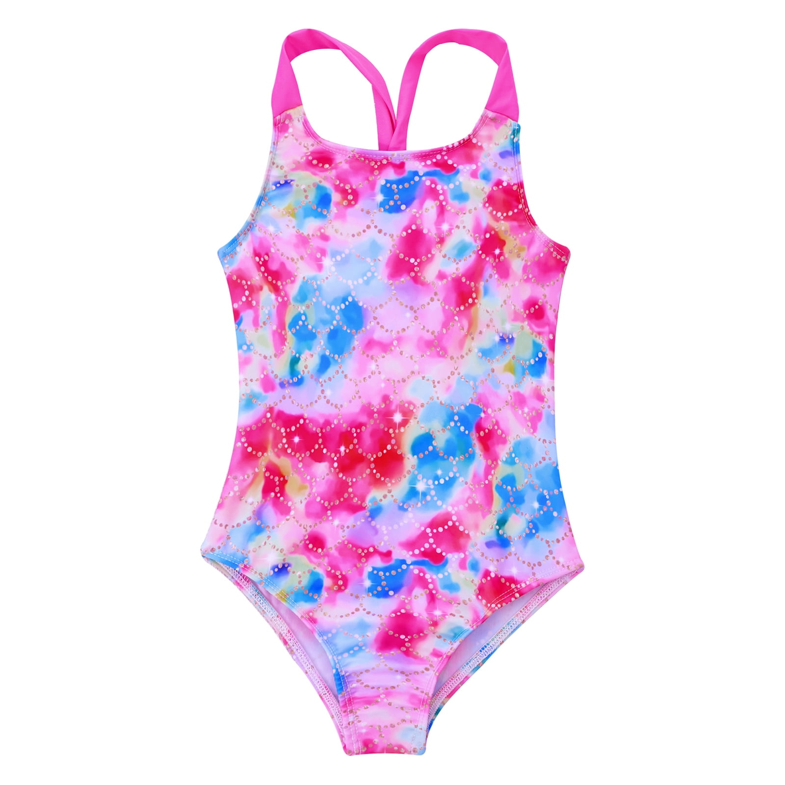 Women's One Piece Swimsuits – Criss Cross Back, Color Block Print, Athletic Modest Swimwear, G Flag Print