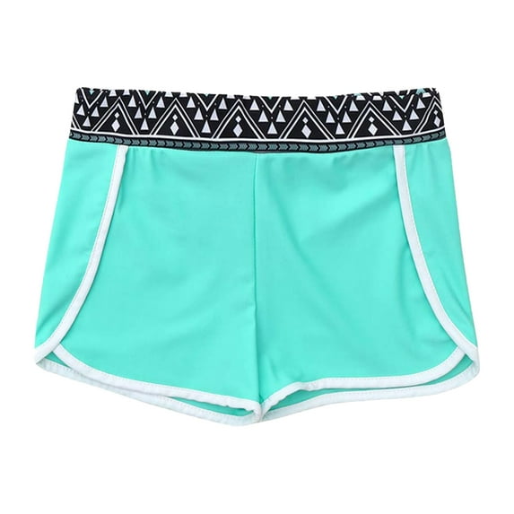 Doomiva Kids Girls Floral High Waisted Swim Shorts Quick-Dry Boardshorts Trunks Sports Underpants Summer Hot Bottoms Geometric Black 10
