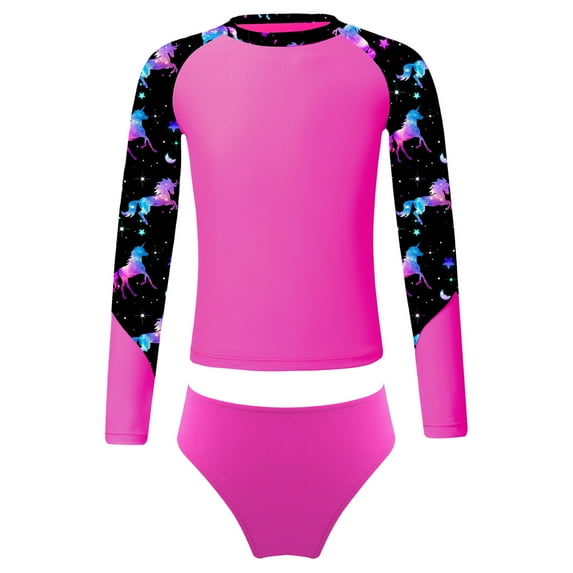Doomiva Kids Girls Floral Tankini Sets Long Sleeve Swim Tank Top with Brief Bathing Suit Rashguard Shirts Pegasus&Rose 6