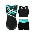 thumbnail image 1 of Doomiva Kids Girls Gymnastics Outfits Sleeveless Ice Skating Leotard Crop Tank Tops and Shorts Set Blue Green 14, 1 of 6