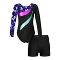 thumbnail image 1 of Doomiva Kids Girls Long Sleeve Gymnastics Leotard Bodysuit with Shorts Set Tumbling Dance Outfits Tracksuit Navy Blue 4, 1 of 7