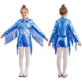 thumbnail image 1 of Doomiva Kids Girls Long Sleeve Shiny Fringe Crop Jacket Top and Metallic Tassel Shorts Sparkly Dance Streetwear Blue 6, 1 of 6