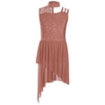 thumbnail image 1 of Doomiva Kids Girls Lyrical Dance Dress Floral Lace Contemporary Dance Dress Sleeveless Ballet Leotard High Low Skirt Dusty Pink 8, 1 of 5