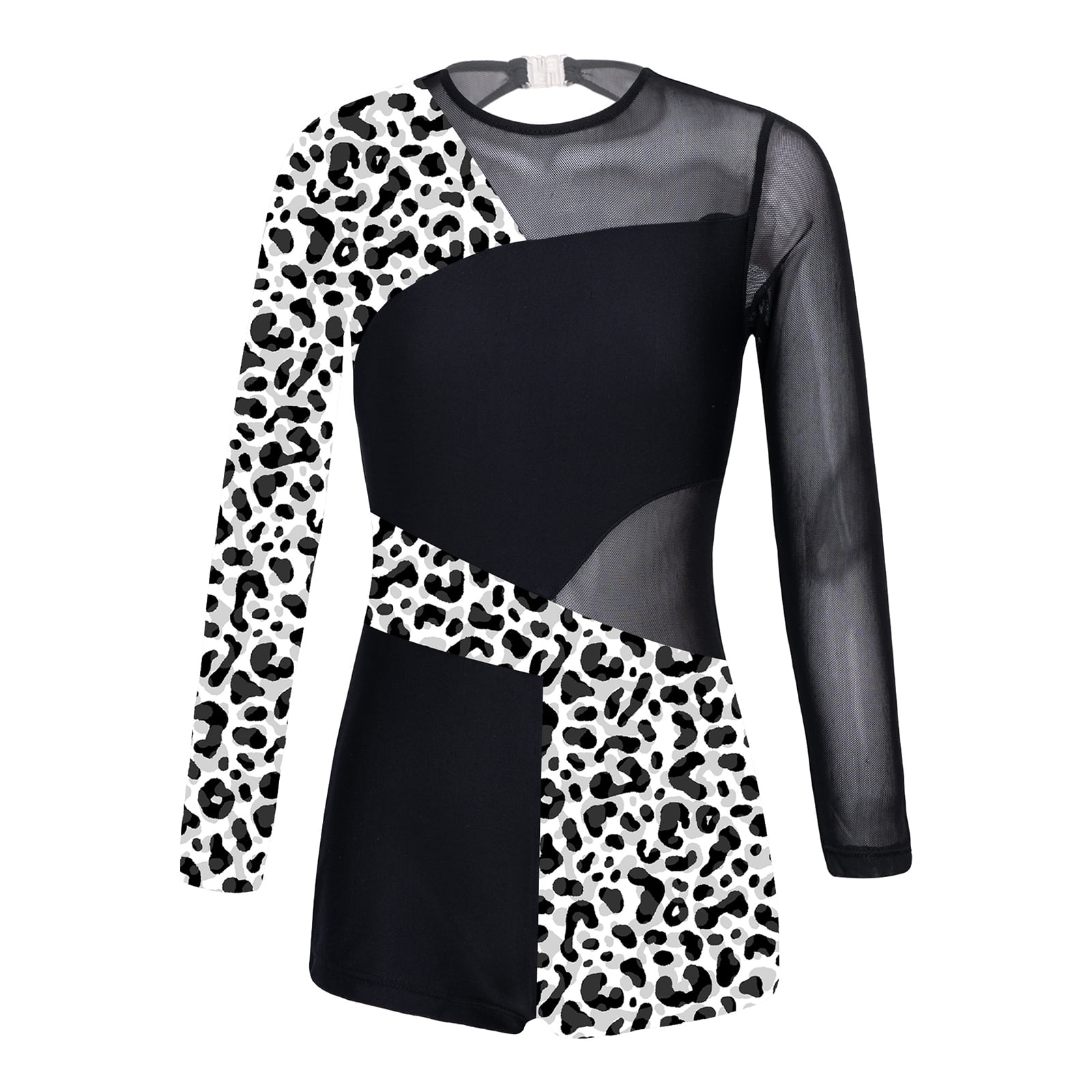 Girls Stretch Long Sleeve Mock Neck Leotard Gymnastic Ballet Dance - View #5