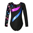 thumbnail image 1 of Doomiva Kids Girls Print Long Sleeve Gymnastics Dance Leotard Yoga Ballet Bodysuit Biketard Unitard Star Black 10, 1 of 6