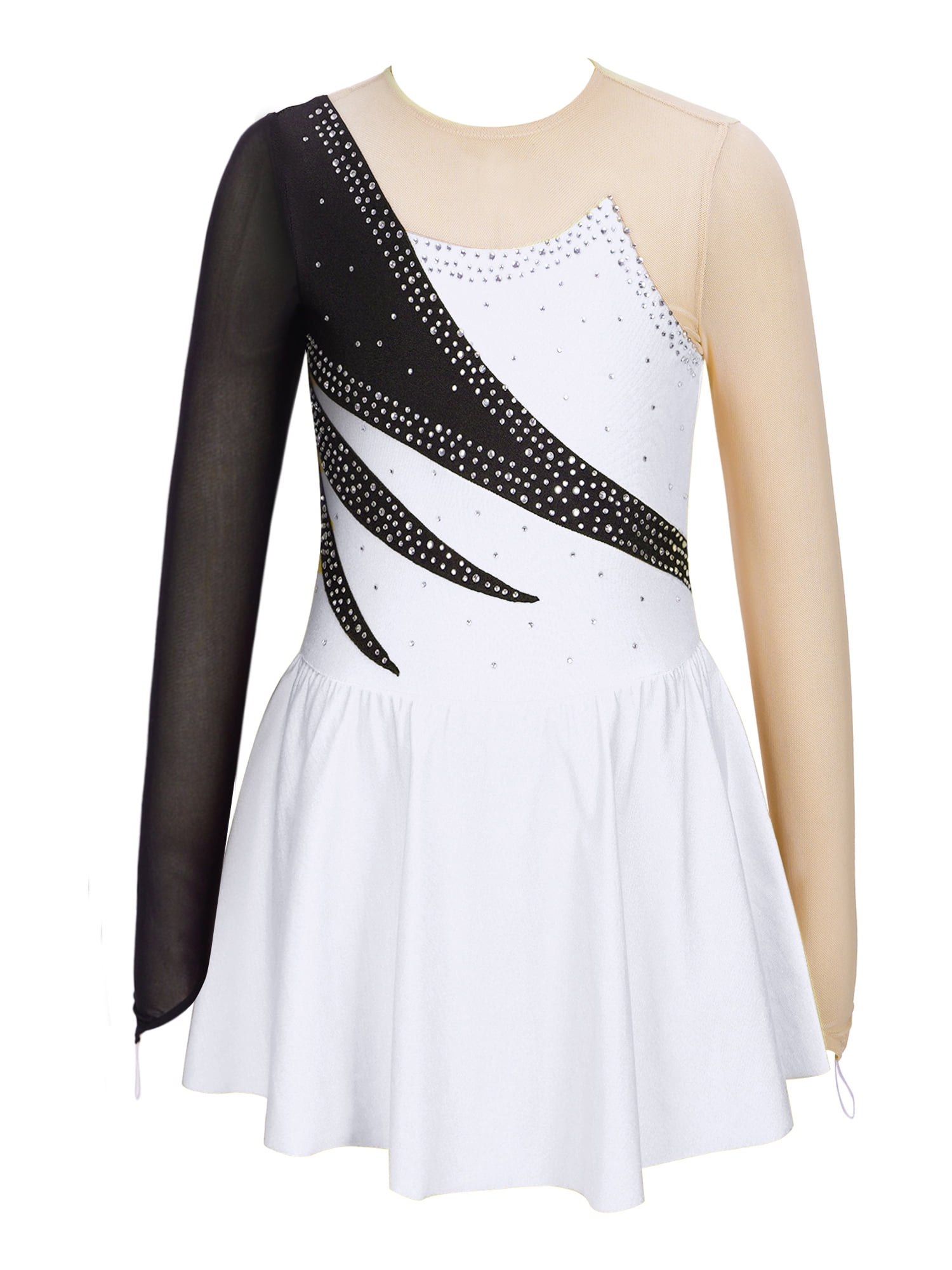 Doomiva Kids Girls Rhinestone Figure Ice Roller Skating Dress Skirted doomiva-kids-girls-rhinestone-figure-ice-roller-skating-dress-skirted