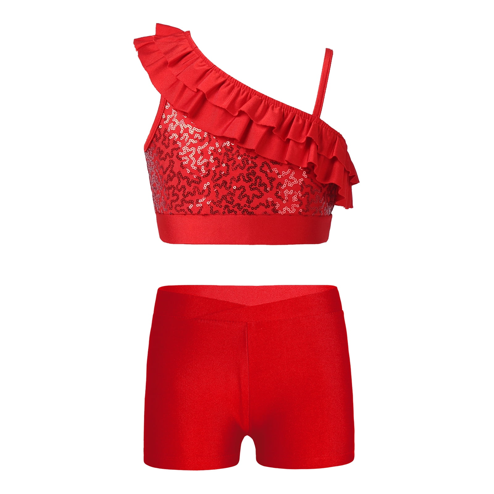 red sequin crop top dance