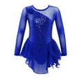 thumbnail image 1 of Doomiva Kids Girls Sequins Figure Ice Skating Dress Long Sleeve Gymnastics Skirted Leotard Dancewear Royal Blue 8, 1 of 6