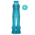 thumbnail image 1 of Doomiva Kids Girls Sequins Sleeveless Unitard Jumpsuit Full Body Bodysuit Biketard with Hair Band Set Performance Outfit Blue 8, 1 of 6