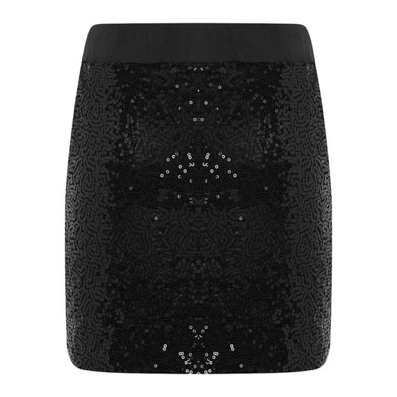 Doomiva Kids Girls Sequins Stretchy Bodycon Mini Skirts Sparkly Elastic Waist Pencil Skirts Dancing Party Skorts Black 120