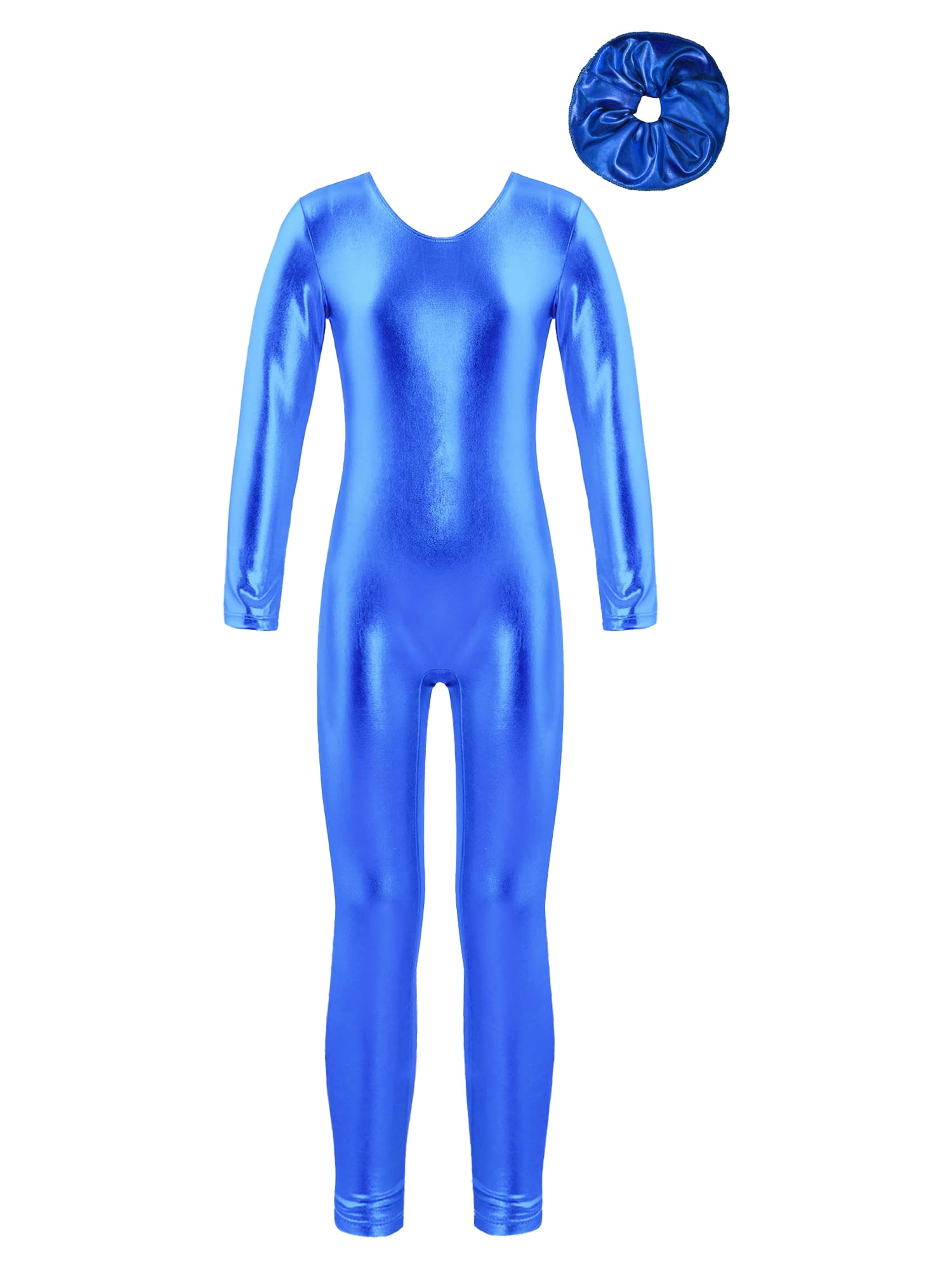 Doomiva Kids Girls Shiny Metallic Long Sleeve Full Body Bodysuit One ...