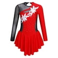 thumbnail image 1 of Doomiva Kids Girls Shiny Rhinestone Figure Ice Skating Dance Dress Gymnastics Ballet Leotard Dress Red 12, 1 of 7