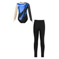 thumbnail image 1 of Doomiva Kids Girls Shiny Rhinestone Long Sleeve Gymnastics Leotard with Ballet Dance Leggings Pants Set Royal Blue 6, 1 of 5