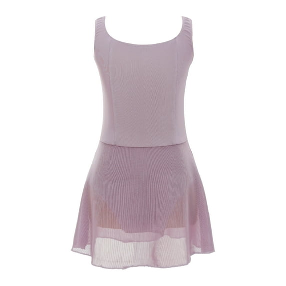 Doomiva Kids Girls Sleeveless Ballet Dance Dress Gymnastic Ballerina Outfits Lyrical Modern Dancewear Dusty Pink 2-3