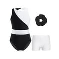 thumbnail image 1 of Doomiva Kids Girls Sleeveless Cutout Back Gymnastics Leotard Athletic Ballet Dance Biketard and Shorts Hair Tie Set White 12, 1 of 5