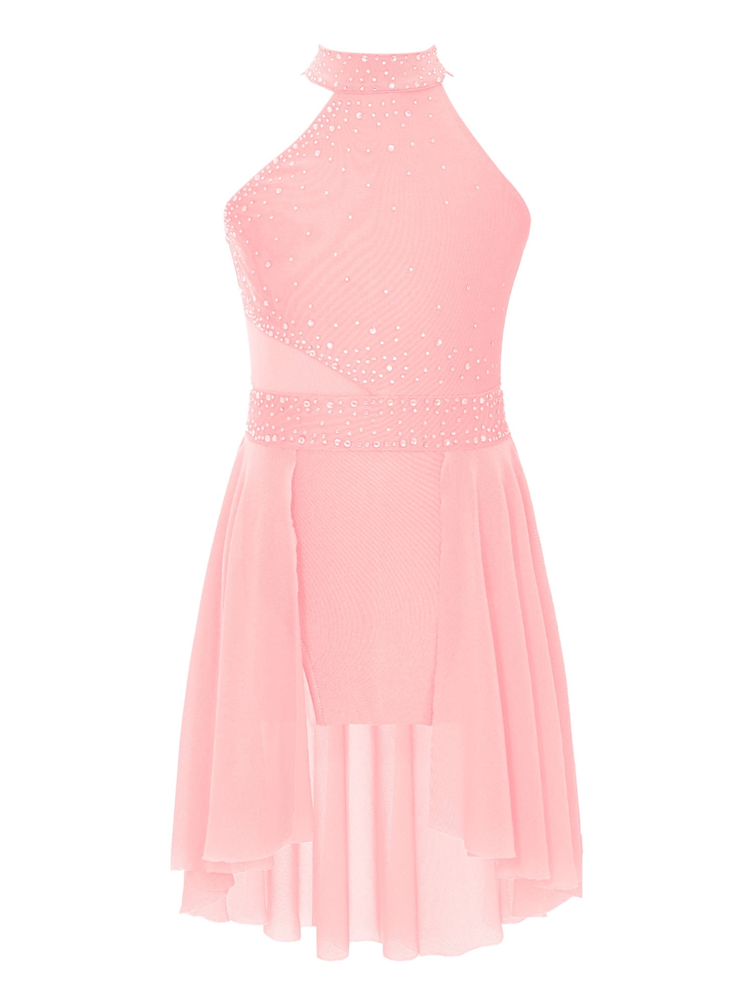 embroidered halter prom dress Luxury Pink Halter Neck Sequin Floral Embroidered Prom Dress SH051