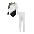 thumbnail image 1 of Doomiva Kids Girls Sparkle Long Sleeve Ballet Dance Gymnastics Leotard Bodysuit Unitard with Leggings Trousers Set White 8, 1 of 7