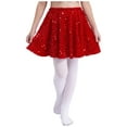 thumbnail image 1 of Doomiva Kids Girls Sparkly Sequin Skirt Elastic Waist Ruffle A-Line Velvet Glitter Christmas Party Skirt Dancewear Red 8, 1 of 7