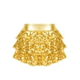 thumbnail image 1 of Doomiva Kids Girls Sparkly Sequins Tiered Ruffle Skirted Shorts Latin Jazz Salsa Rumba Dance Costume Gold 14, 1 of 5