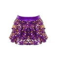 thumbnail image 1 of Doomiva Kids Girls Sparkly Sequins Tiered Ruffle Skirted Shorts Latin Jazz Salsa Rumba Dance Costume Purple 10, 1 of 5