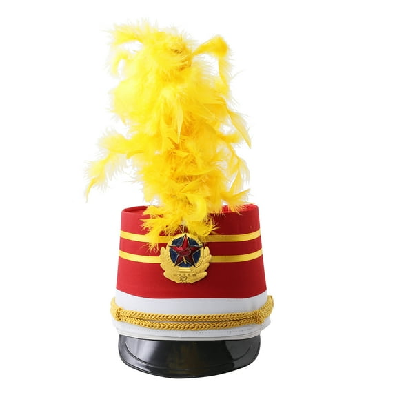 Doomiva Kids Majorette Hat Toy Soldier Hats Marching Band Hat Drummer Hats for Boy Girl Cosplay Halloween Party Hat Feather Type K One Size