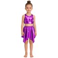 thumbnail image 1 of Doomiva Kids Shiny Jazz Disco Outfits Hip Hop Dance Dress Sets Cheer Outfit for Stage Performance Casual Gear Purple 6-10, 1 of 5