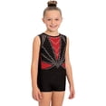 thumbnail image 1 of Doomiva Kids Sleeveless Gymnastics Leotard with Shorts Sets for Tumbling Figure Skating Stage Outfit Red 12, 1 of 5