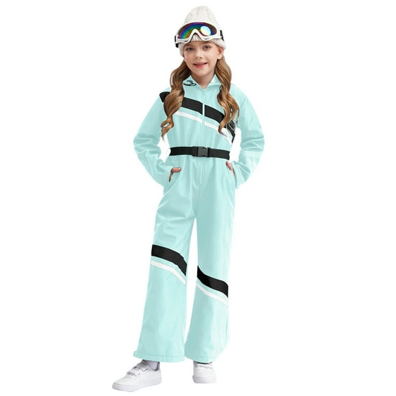 Doomiva Kids Snowsuit for Girls One Piece Ski Suit Hooded Jumpsuit Waterproof Mountaineering Hiking Overalls Light Green 10