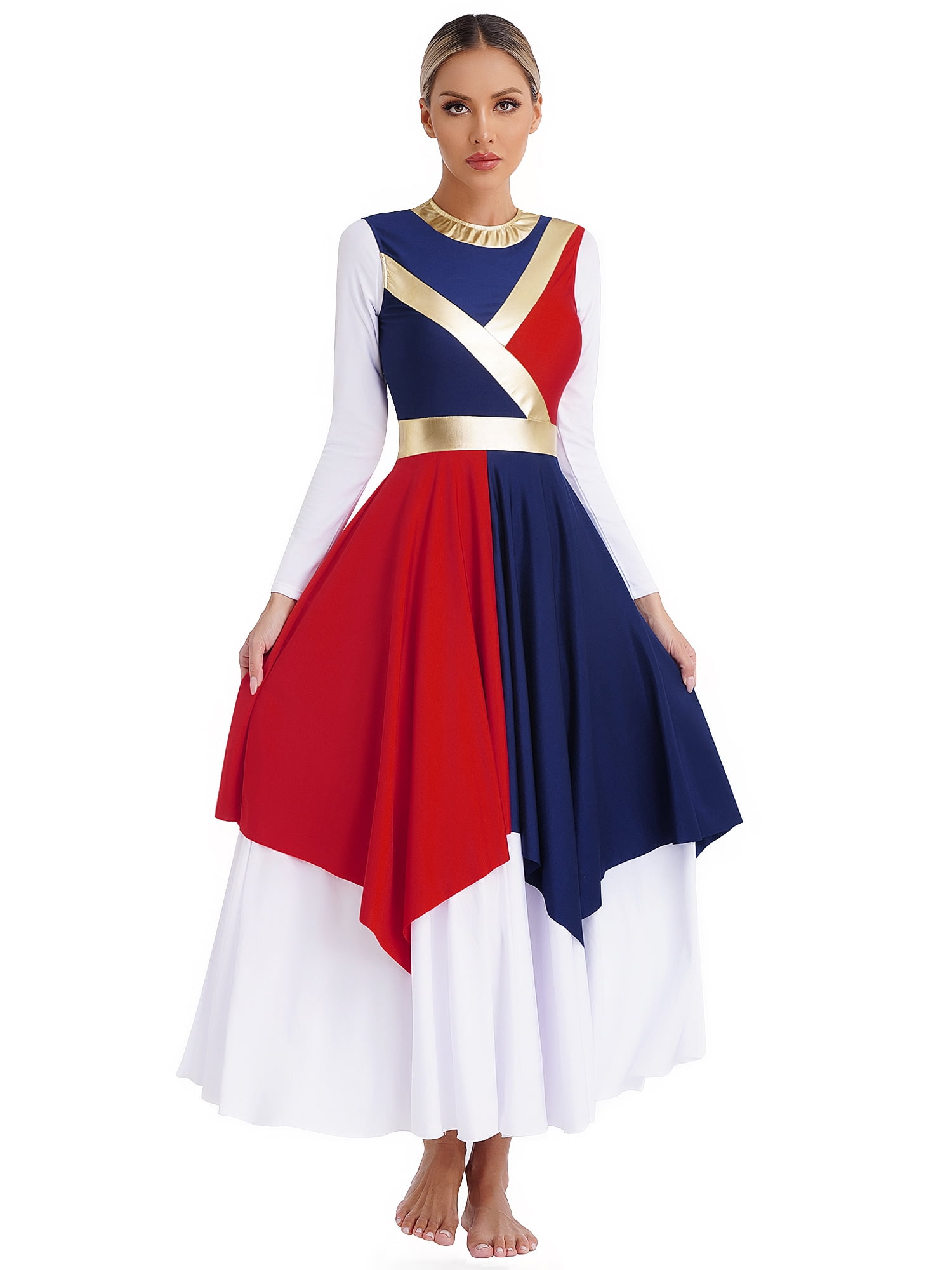Doomiva Liturgical Dance Dresses for Women Color Block Praise Dance
