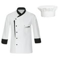 thumbnail image 1 of Doomiva Long Sleeve Chef Coat Jacket with Hat Lightweight Button Restaurant Kitchen Chef Uniform White XL, 1 of 6