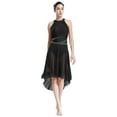 thumbnail image 1 of Doomiva Lyrical Dance Costumes for Women Shiny Rhinestones Contemporary Dance Dress Chiffon Flowy Black M, 1 of 6