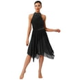 thumbnail image 1 of Doomiva Lyrical Dance Dress for Women Rhinestones Irregular Ballet Dress Skating Dance Outfit Black XXL, 1 of 5