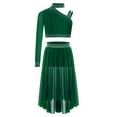 thumbnail image 1 of Doomiva Lyrical Dance Outfits for Girls Crop Top with Irregular Mesh Skirt 2PCS Latin Jazz Dancewear Gymnastic Suit Green 14, 1 of 5