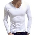 Doomiva Men Slim Fit Long Sleeve VNeck TShirt Casual Athletic Muscle